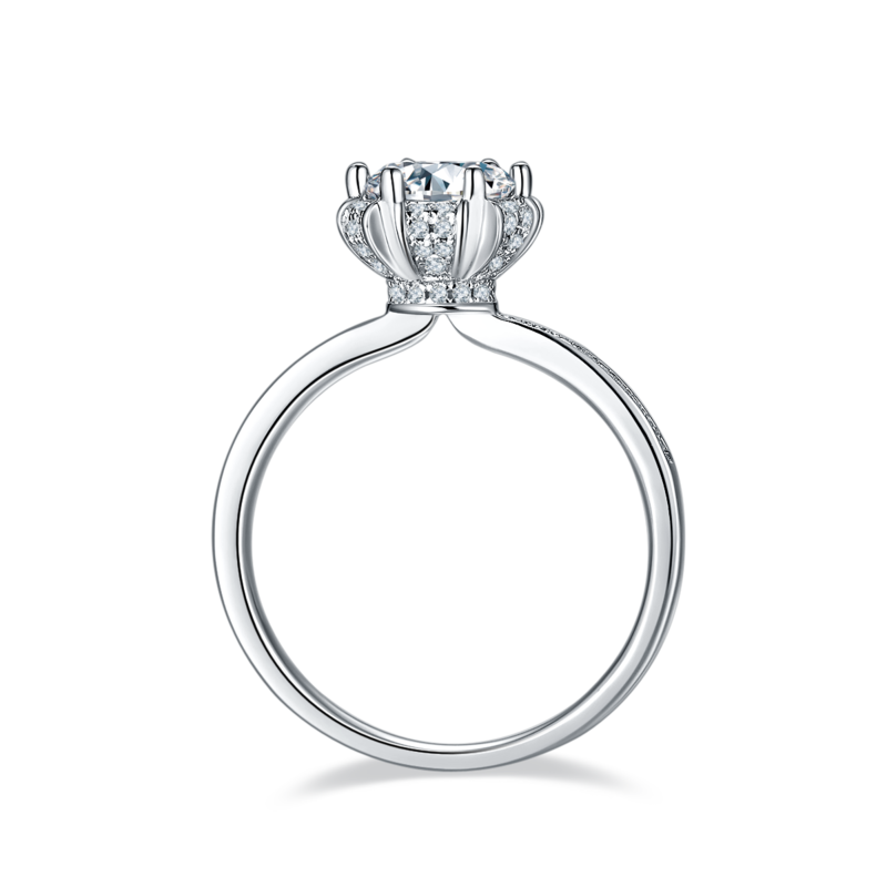 直臂许愿池S925银镀白金MoissaniteWomen's Ring1ctD级
